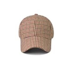 David and Young Houndstooth Baseball Cap Brown Tan Classic Style